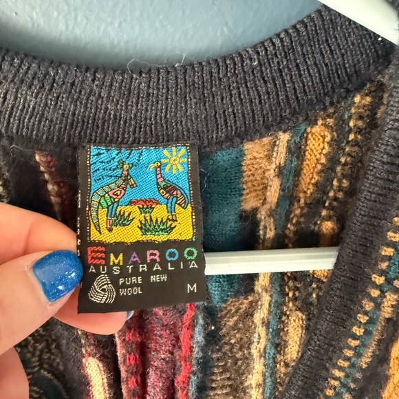 Vintage 90’s Emaroo Australia Men's Multicolor Cardigan Sweater Vest - Picture 2 of 7